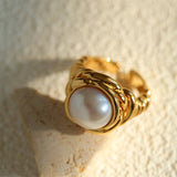 Modern Vintage Wrapped Pearl Ring - floysun