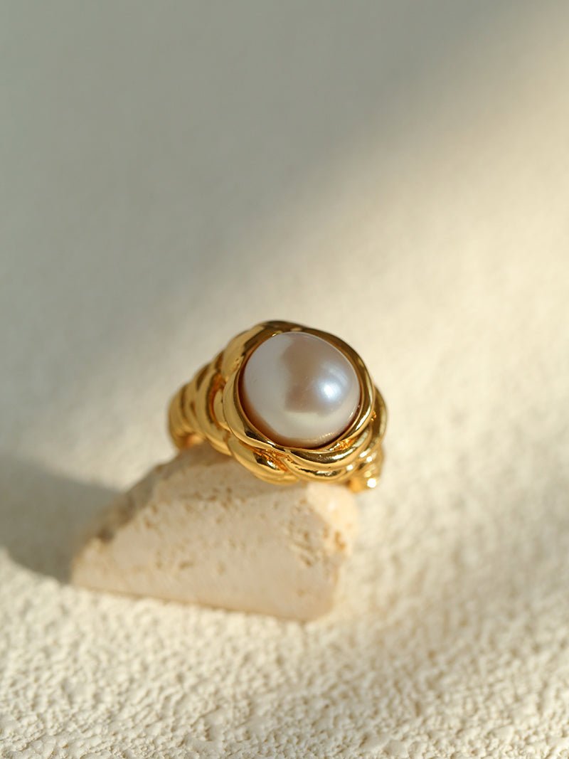 Modern Vintage Wrapped Pearl Ring - floysun