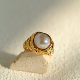 Modern Vintage Wrapped Pearl Ring - floysun