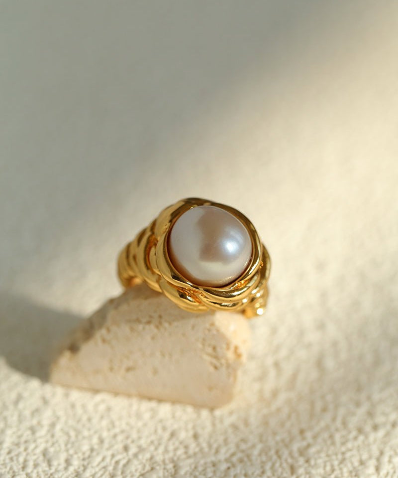 Modern Vintage Wrapped Pearl Ring - floysun