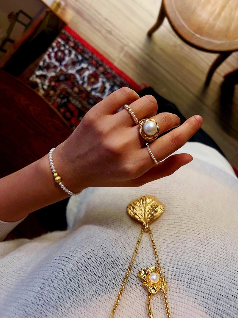 Modern Vintage Wrapped Pearl Ring - floysun
