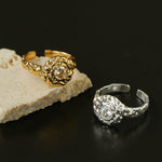 Molten Lava Texture Cubic Zirconia Open Ring - floysun