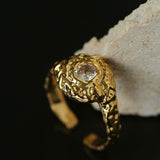 Molten Lava Texture Cubic Zirconia Open Ring - floysun