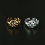 Molten Lava Texture Cubic Zirconia Open Ring - floysun