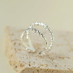 Molten Lava Texture Double-Band Hollow Open Ring - floysun