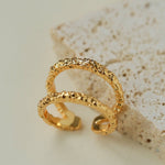 Molten Lava Texture Double-Band Hollow Open Ring - floysun