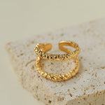 Molten Lava Texture Double-Band Hollow Open Ring - floysun