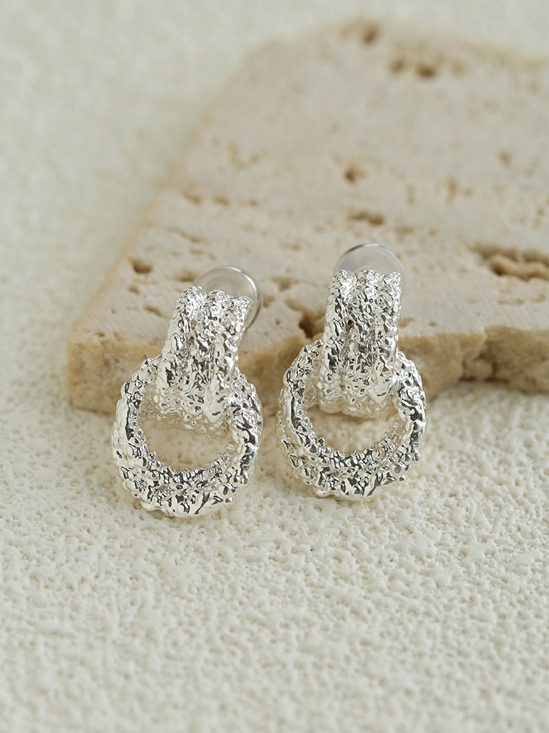 Molten Lava Texture Double-Hoop Drop Earrings - floysun