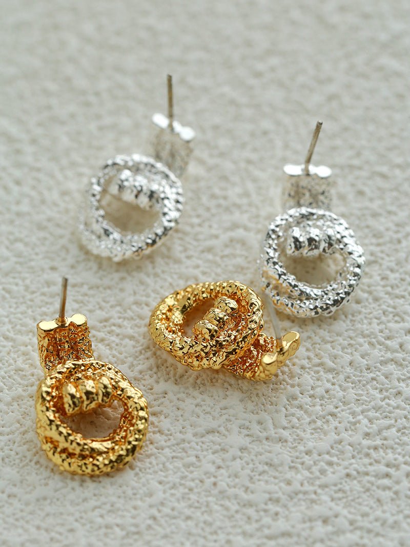 Molten Lava Texture Double-Hoop Drop Earrings - floysun