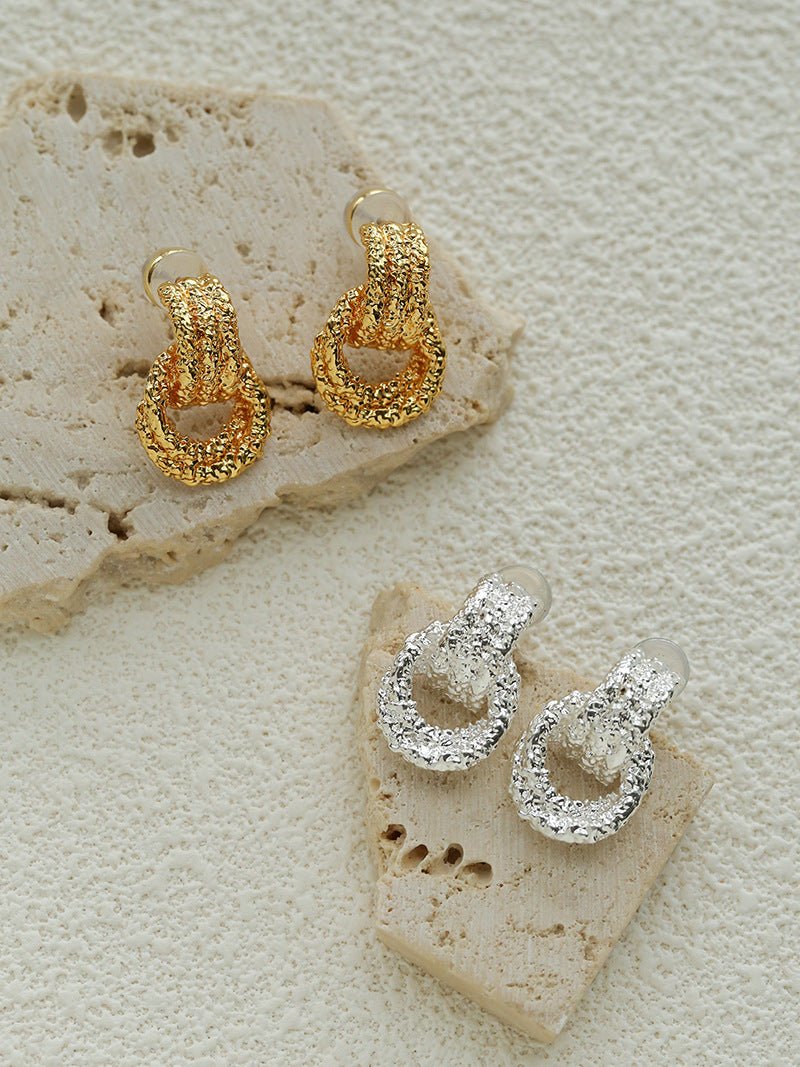 Molten Lava Texture Double-Hoop Drop Earrings - floysun