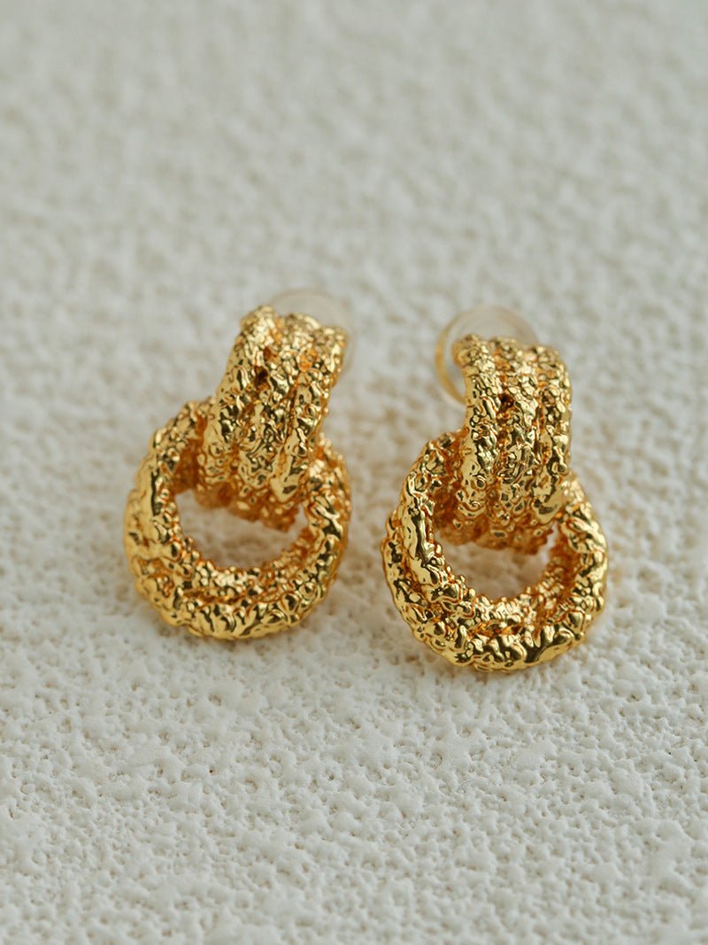 Molten Lava Texture Double-Hoop Drop Earrings - floysun