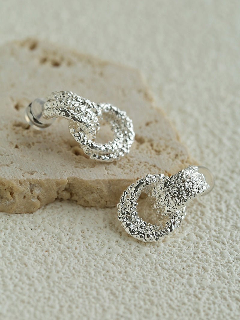 Molten Lava Texture Double-Hoop Drop Earrings - floysun