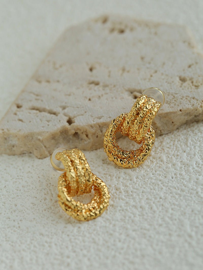 Molten Lava Texture Double-Hoop Drop Earrings - floysun