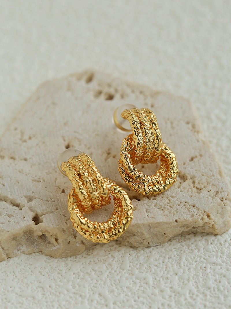 Molten Lava Texture Double-Hoop Drop Earrings - floysun