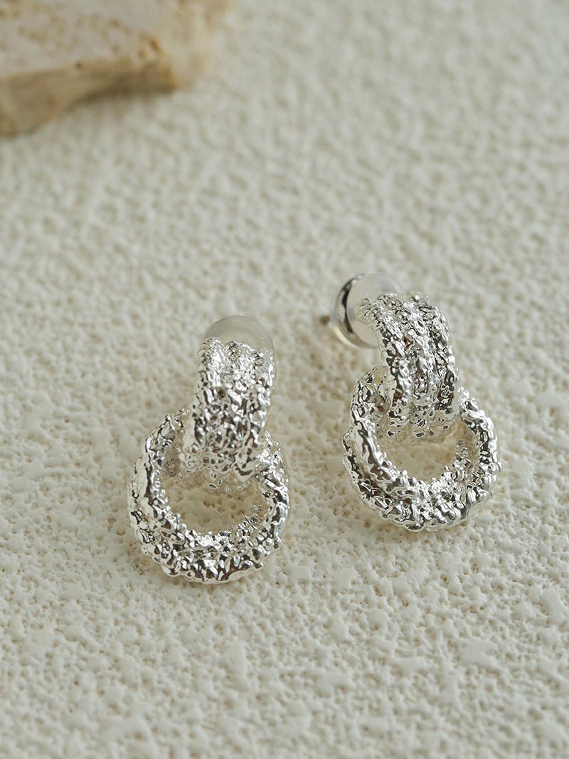 Molten Lava Texture Double-Hoop Drop Earrings - floysun