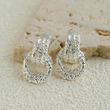 Molten Lava Texture Double-Hoop Drop Earrings - floysun