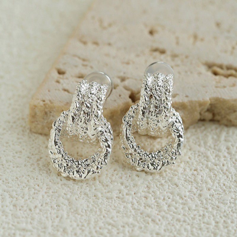 Molten Lava Texture Double-Hoop Drop Earrings - floysun