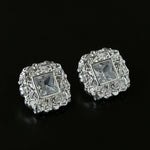 Molten Lava Texture Square Cubic Zirconia Stud Earrings - floysun