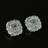 Molten Lava Texture Square Cubic Zirconia Stud Earrings - floysun