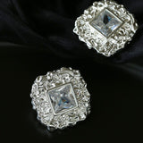 Molten Lava Texture Square Cubic Zirconia Stud Earrings - floysun