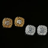 Molten Lava Texture Square Cubic Zirconia Stud Earrings - floysun