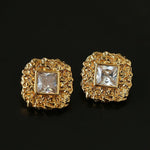Molten Lava Texture Square Cubic Zirconia Stud Earrings - floysun