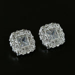 Molten Lava Texture Square Cubic Zirconia Stud Earrings - floysun