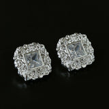 Molten Lava Texture Square Cubic Zirconia Stud Earrings - floysun