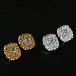 Molten Lava Texture Square Cubic Zirconia Stud Earrings - floysun