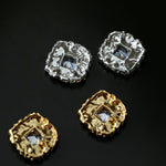 Molten Lava Texture Square Cubic Zirconia Stud Earrings - floysun