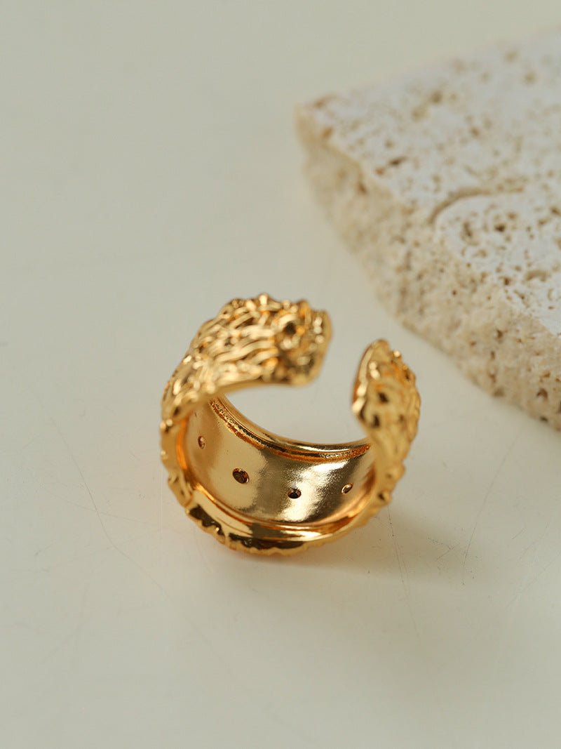 Molten Lava Texture Wide Cubic Zirconia Open Ring - floysun