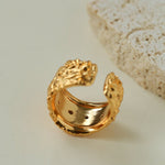 Molten Lava Texture Wide Cubic Zirconia Open Ring - floysun