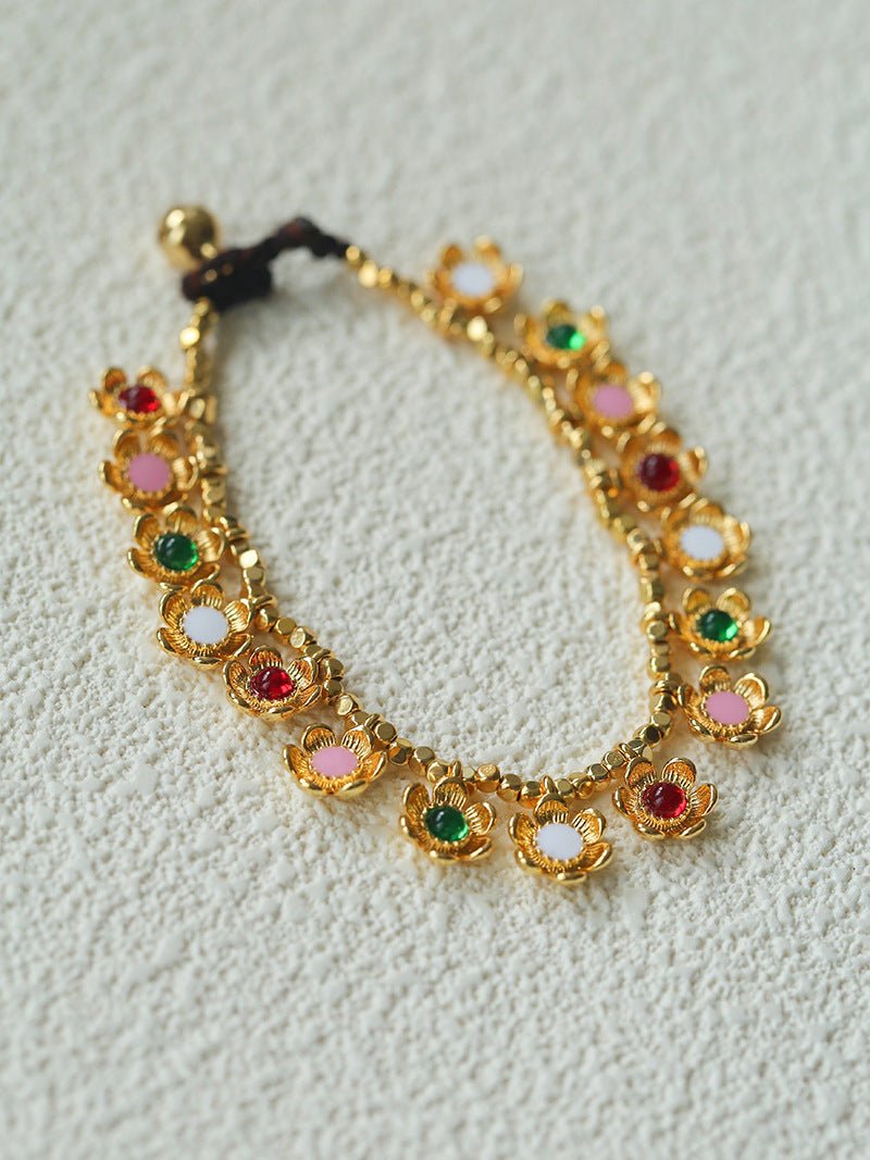 Monet’s Garden Bracelet with Enamel Flower Pendants - floysun
