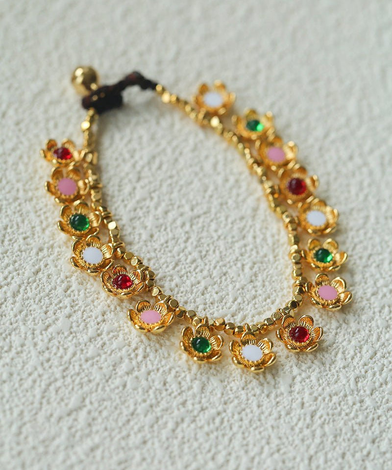 Monet’s Garden Bracelet with Enamel Flower Pendants - floysun