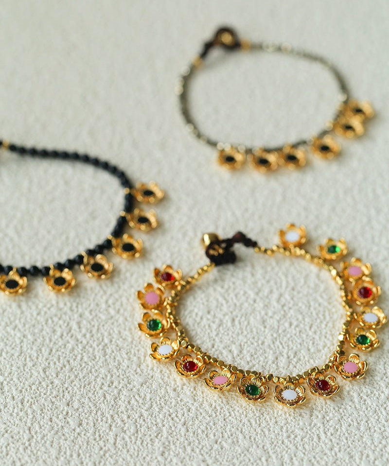 Monet’s Garden Bracelet with Enamel Flower Pendants - floysun