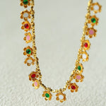 Monet’s Garden Necklace – Faceted Golden Ore or Gold Beads with Enamel Flower Pendants - floysun