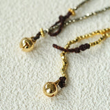 Monet’s Garden Necklace – Faceted Golden Ore or Gold Beads with Enamel Flower Pendants - floysun