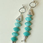 Moonlight Swimming Fish Earrings – Sparkling Stone / Aquamarine - floysun