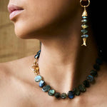 Moonlight Swimming Fish Earrings – Sparkling Stone / Aquamarine - floysun