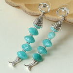 Moonlight Swimming Fish Earrings – Sparkling Stone / Aquamarine - floysun