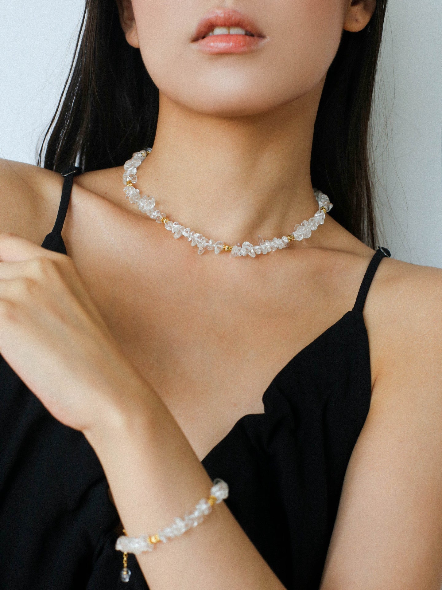 Moonlight Wave Clear Quartz Necklace - floysun