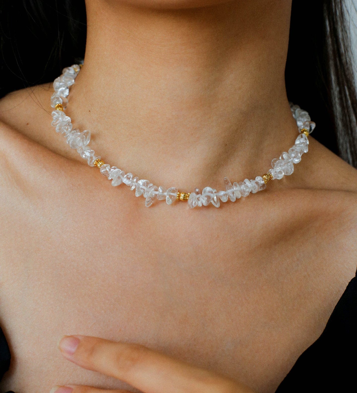 Moonlight Wave Clear Quartz Necklace - floysun