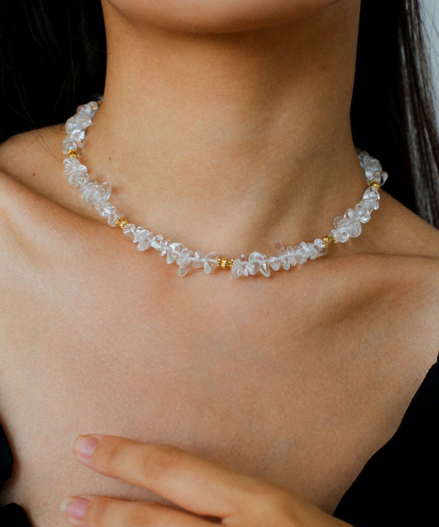 Moonlight Wave Clear Quartz Necklace - floysun