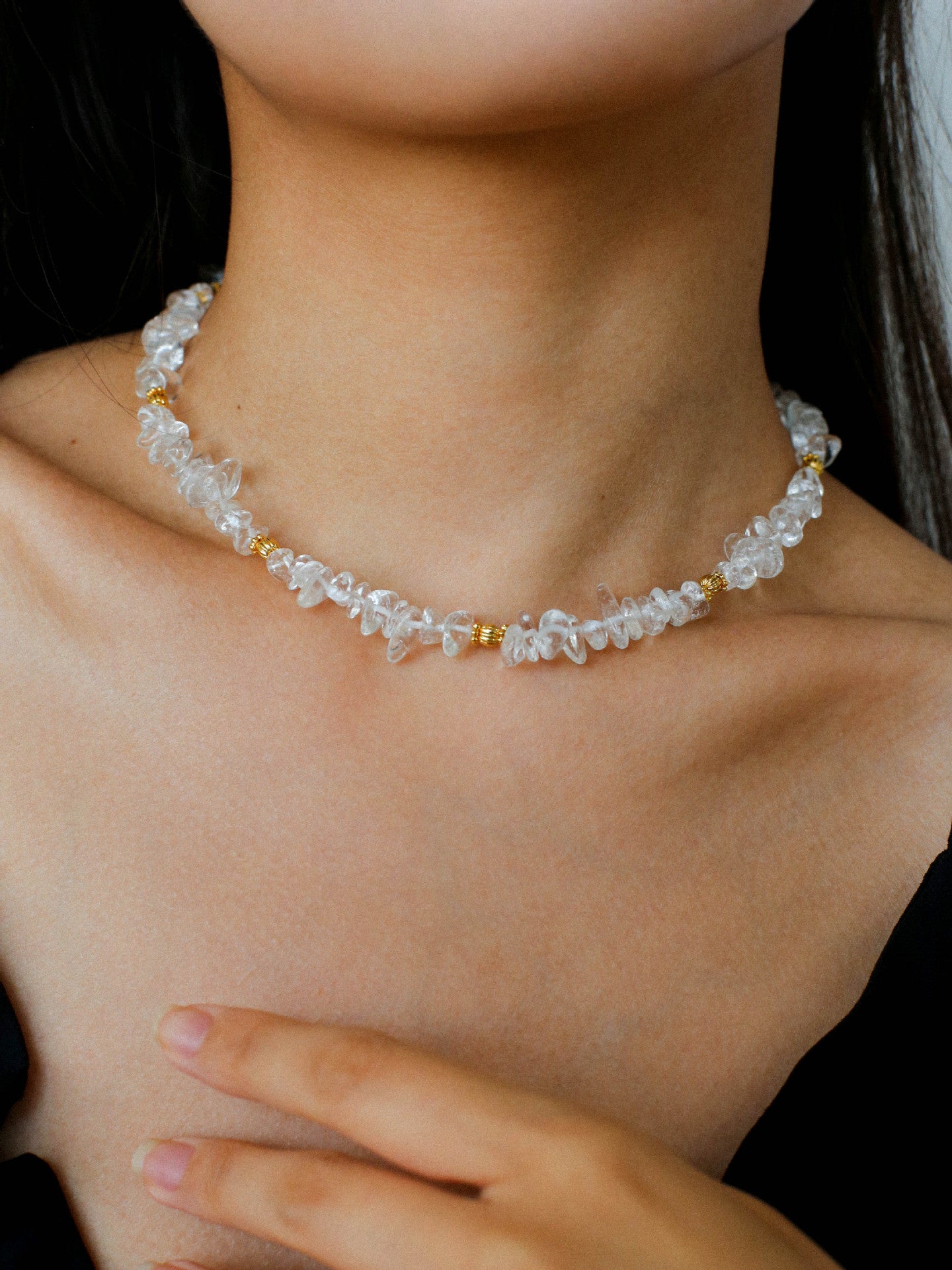 Moonlight Wave Clear Quartz Necklace - floysun