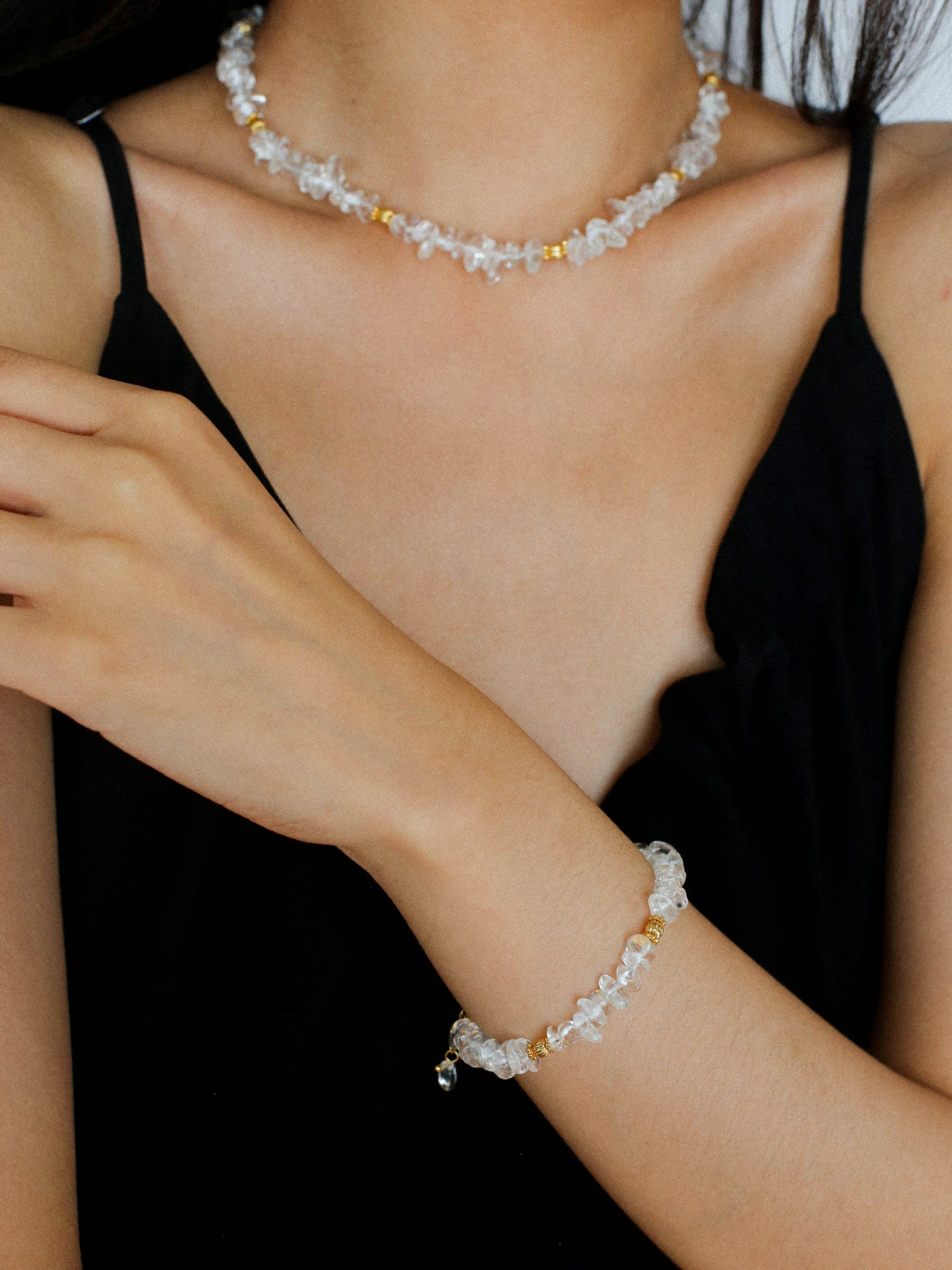 Moonlight Wave Clear Quartz Necklace - floysun