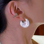 Moonlit Glow Double - Sided White Mother - of - Pearl Earrings - floysun