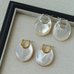 Moonlit Glow Double - Sided White Mother - of - Pearl Earrings - floysun