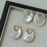 Moonlit Glow Double - Sided White Mother - of - Pearl Earrings - floysun