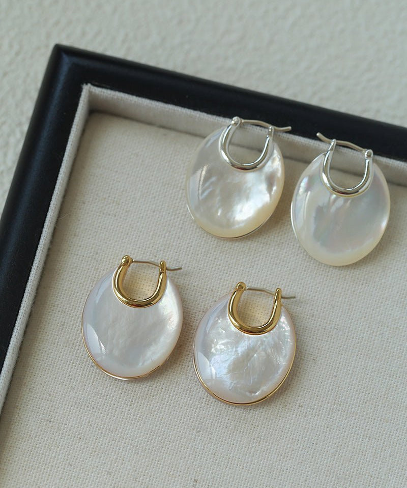 Moonlit Glow Double - Sided White Mother - of - Pearl Earrings - floysun