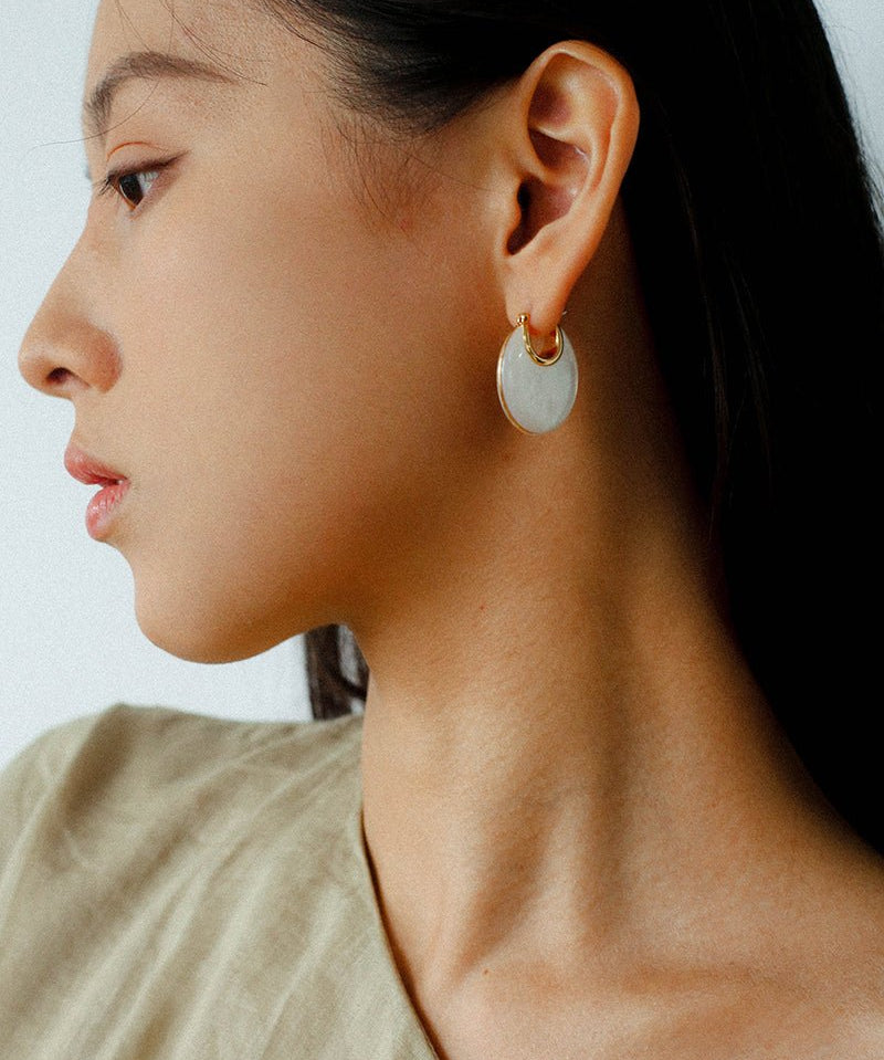 Moonlit Glow Double - Sided White Mother - of - Pearl Earrings - floysun